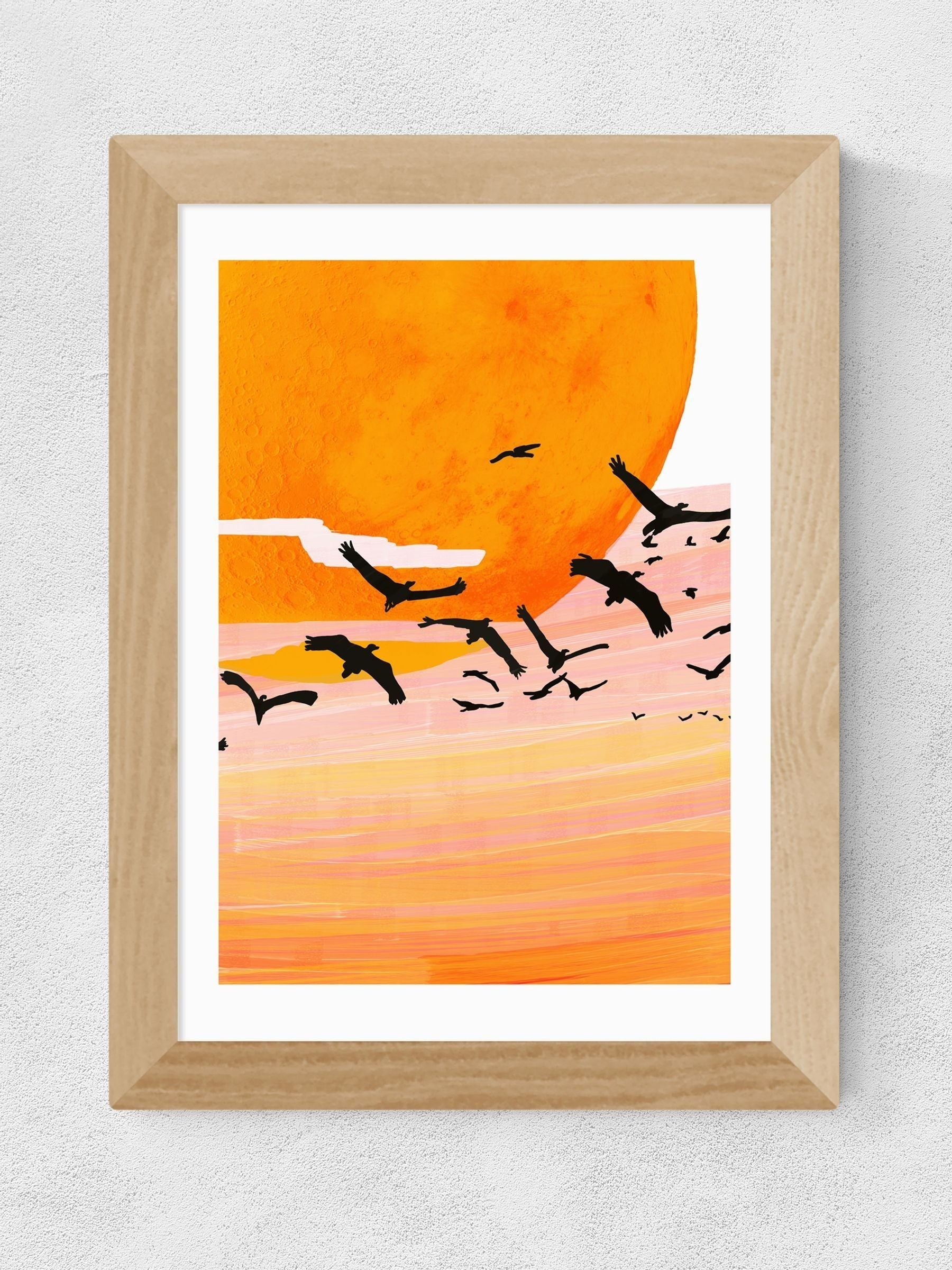 East End Prints Oak Time Flies framed art print - British product