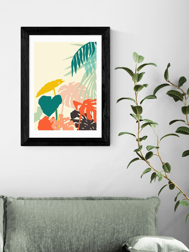 East End Prints black tropical framed art print - British product