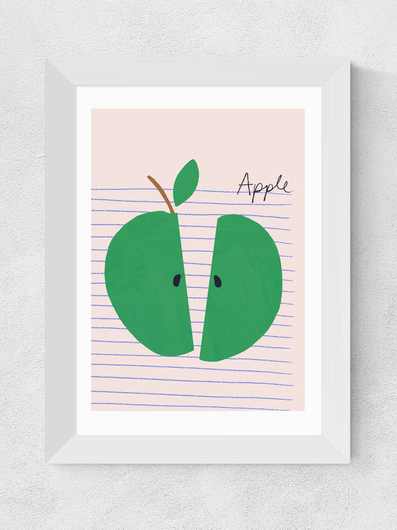 East End Prints white big green apple framed art print - British product