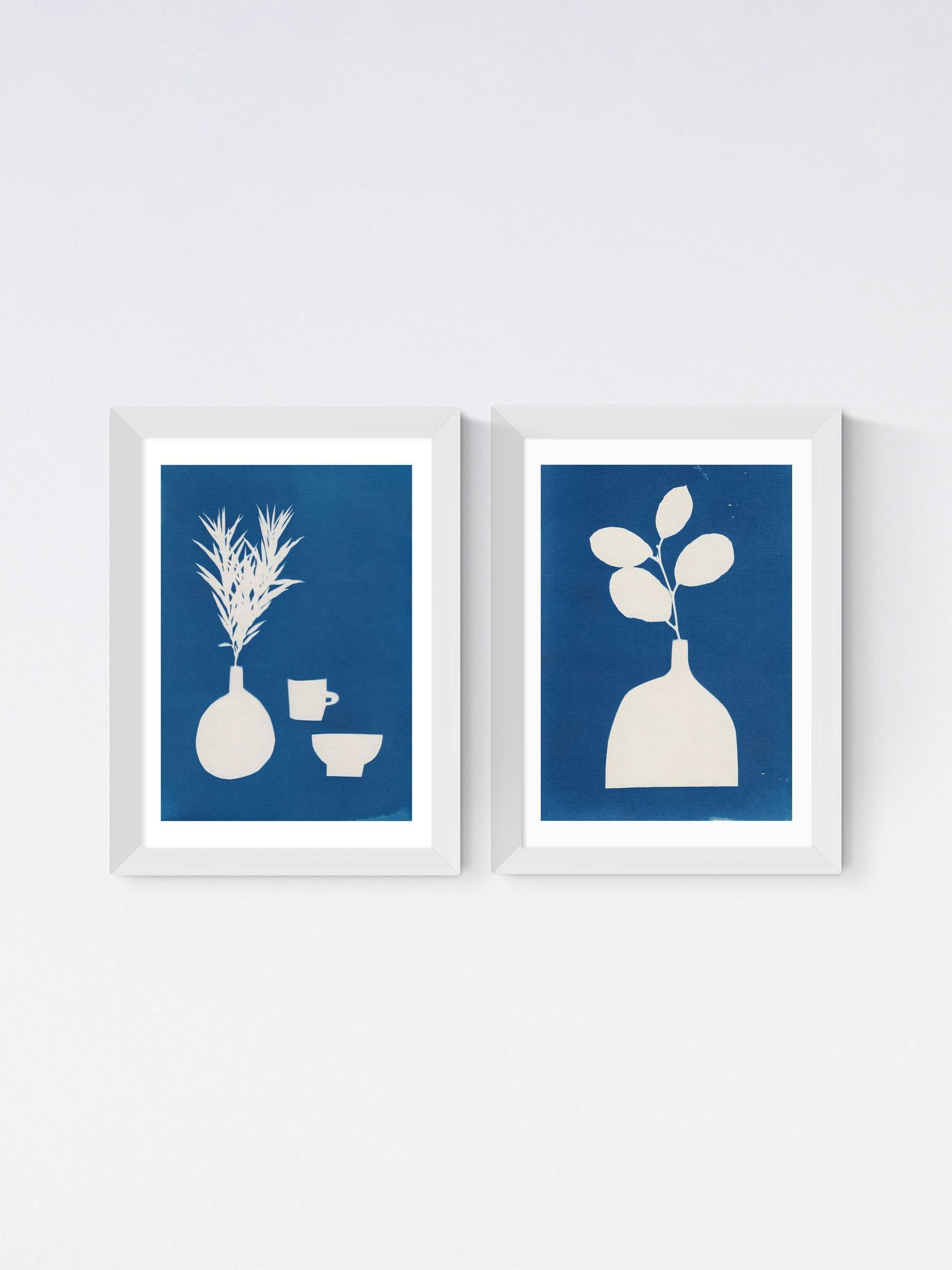 East End Prints White Cyanotype Still Life Framed Art Print