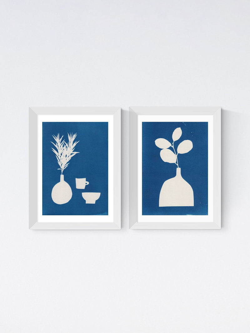 East End Prints White Cyanotype Still Life Framed Art Print