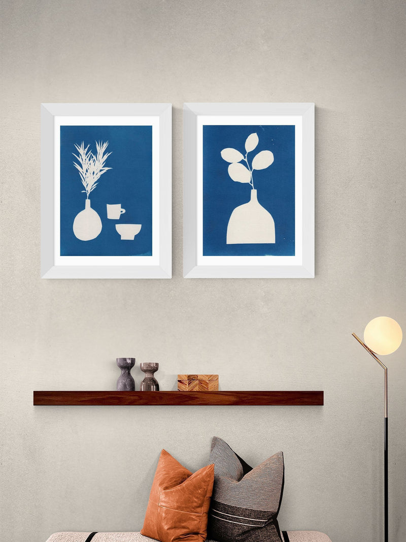 East End Prints White Cyanotype Still Life Framed Art Print