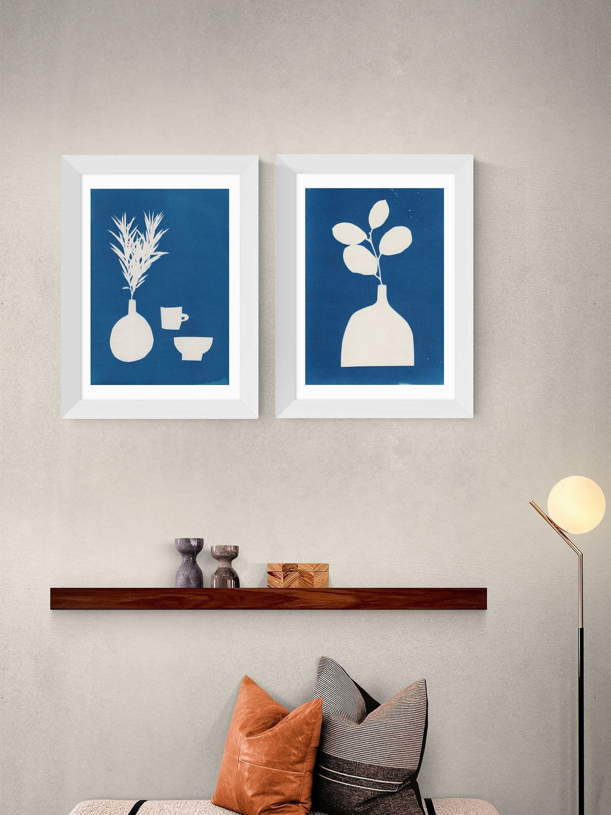East End Prints White Cyanotype Still Life Framed Art Print