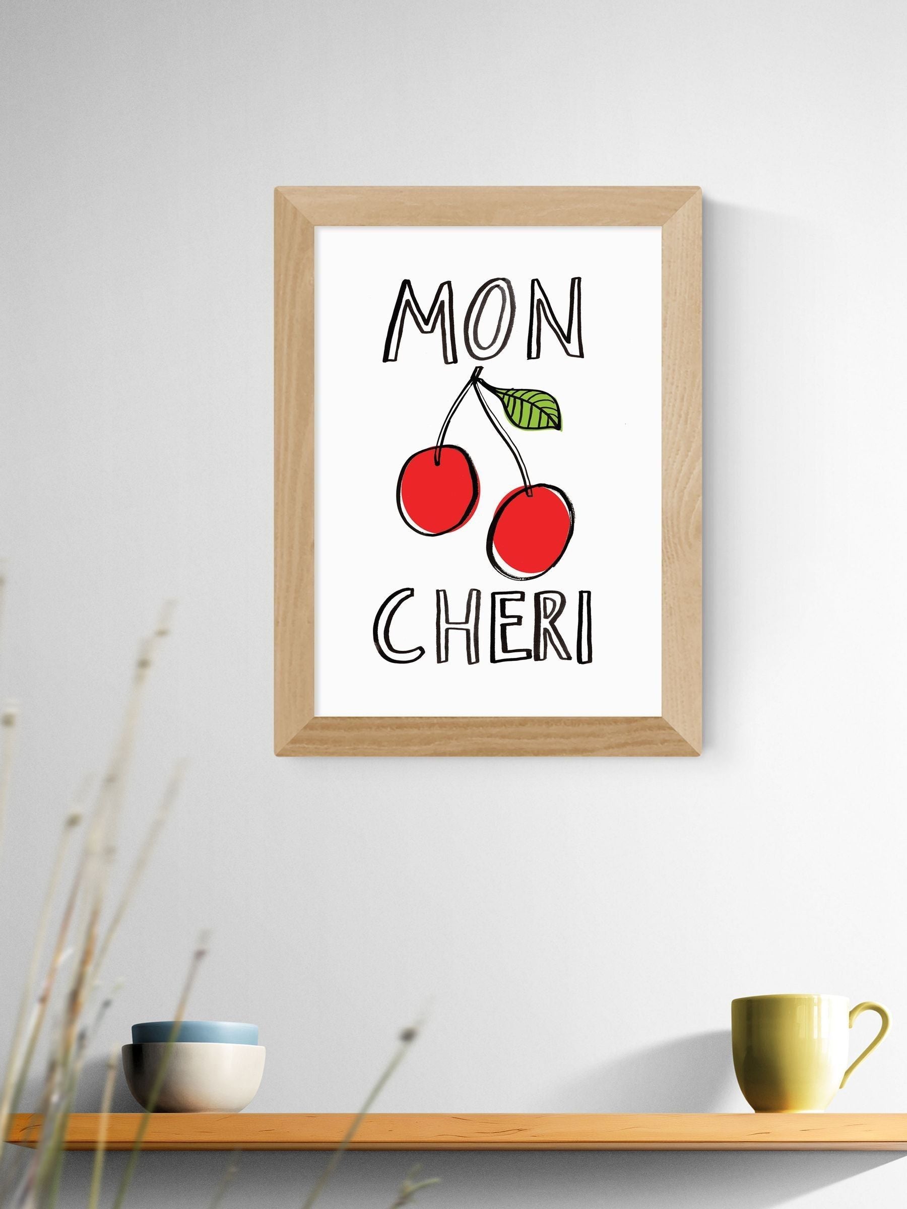 East End Prints Mon Cheri Charcoal Mauve framed print (British brand)