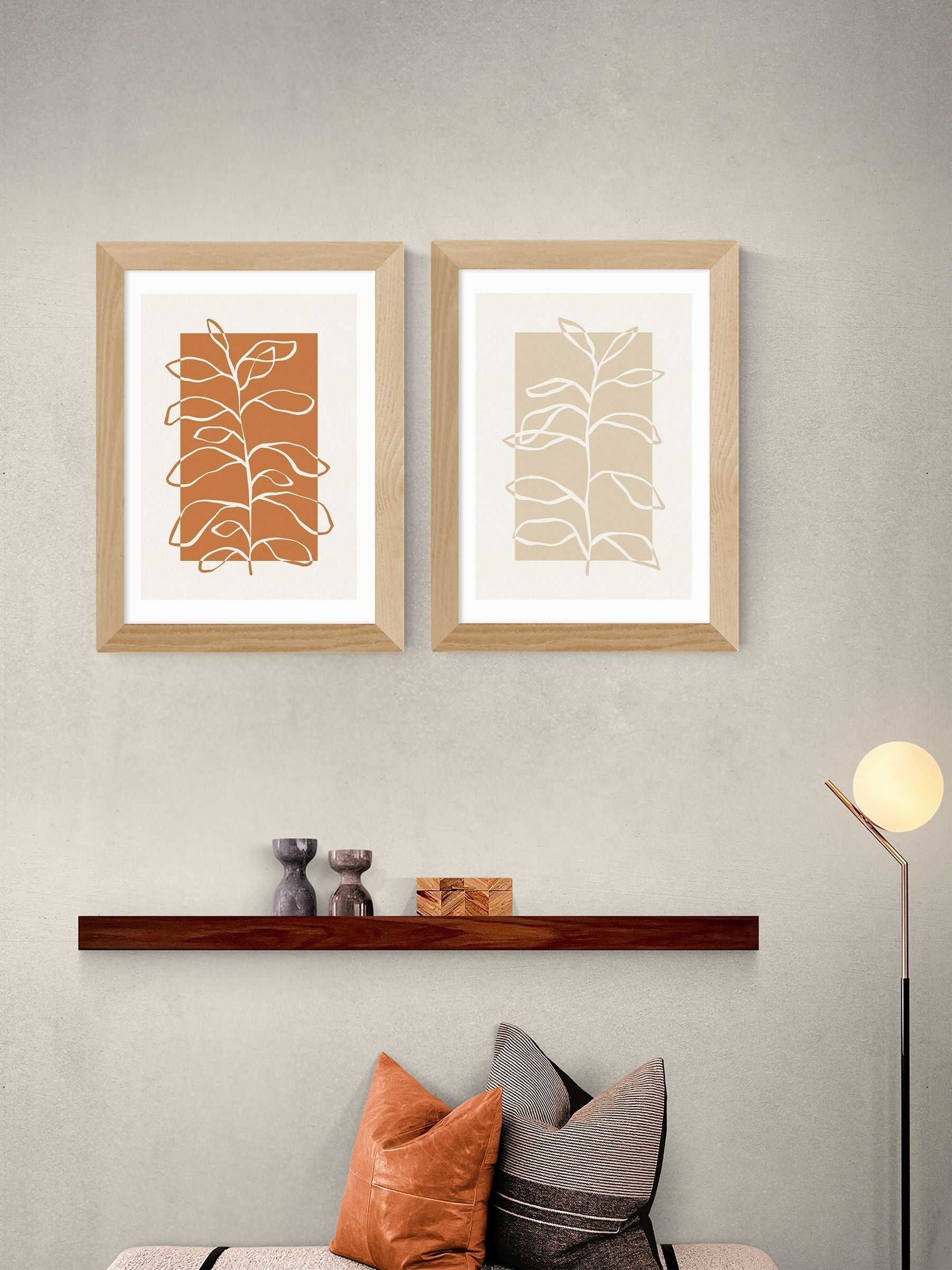 East End Prints Set of 2 Oak Framed Botany Oak Framed Art Print