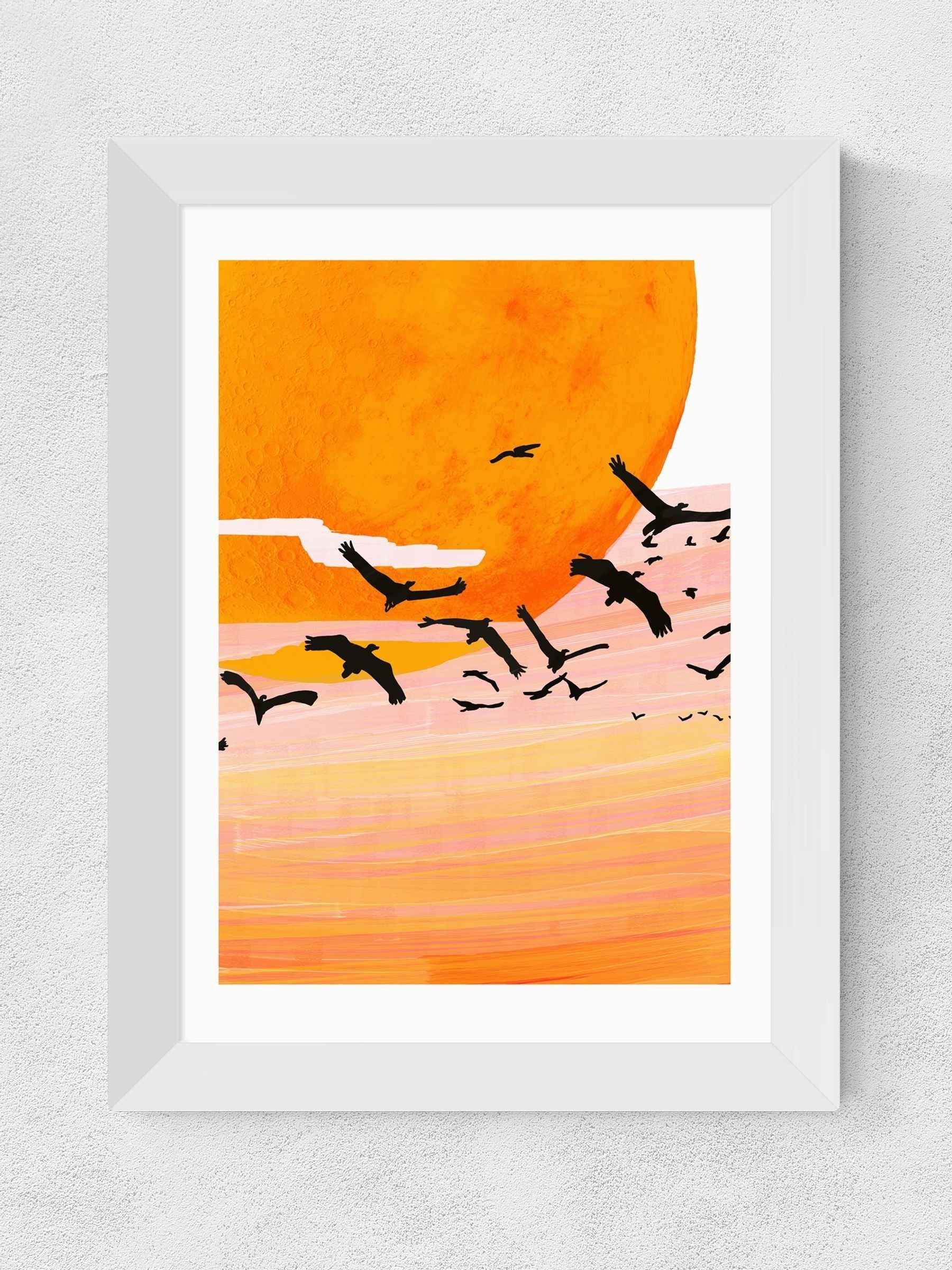 East End Prints White Time Flies framed art print (British brand)