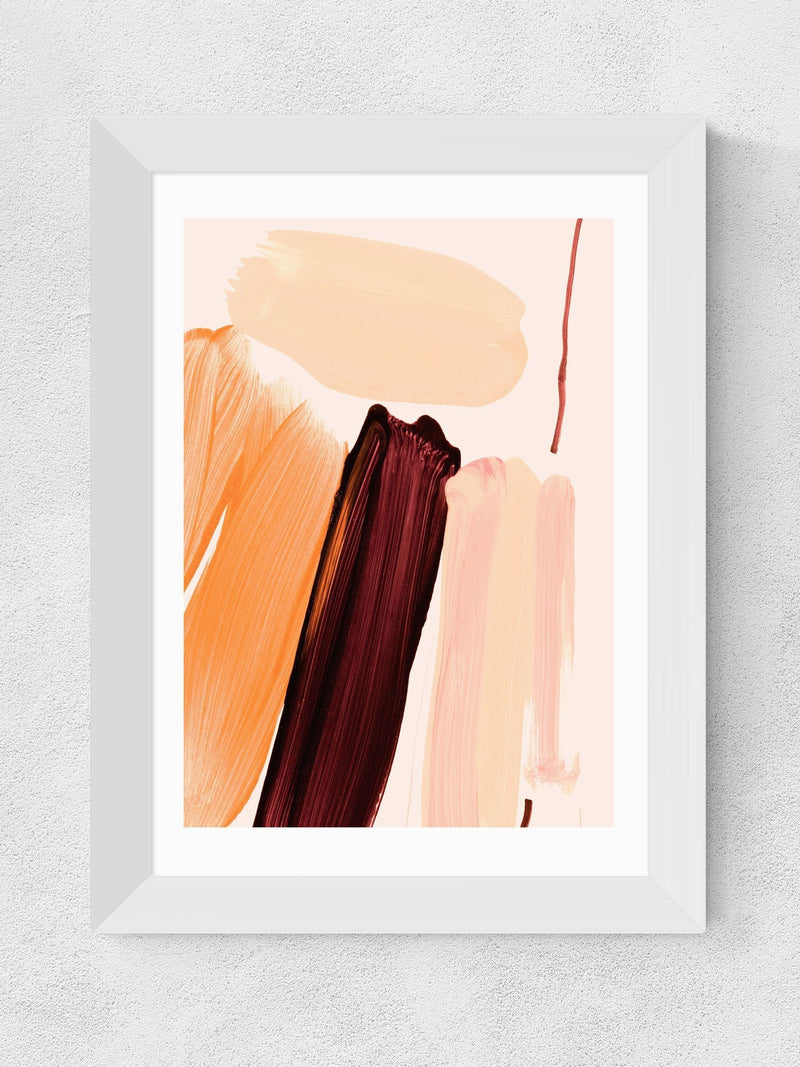 East End Prints white minimalist framed art print with peach abstract, UK version