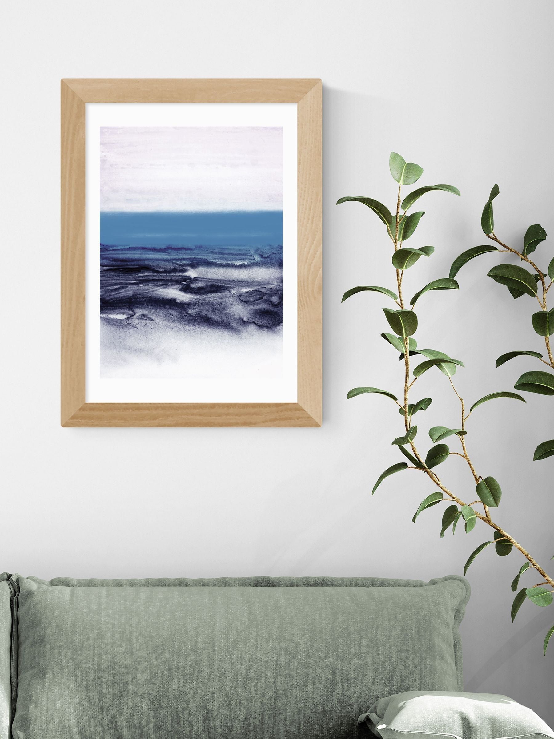 East End Prints blue white watercolor framed art print - British product