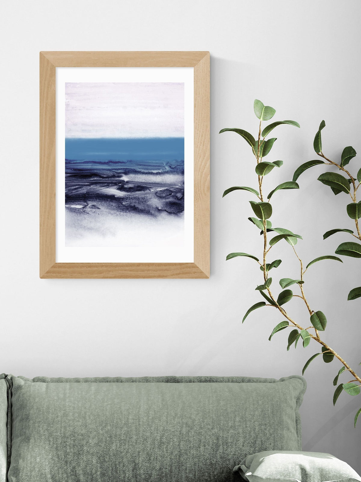 East End Prints blue white watercolor framed art print - British product