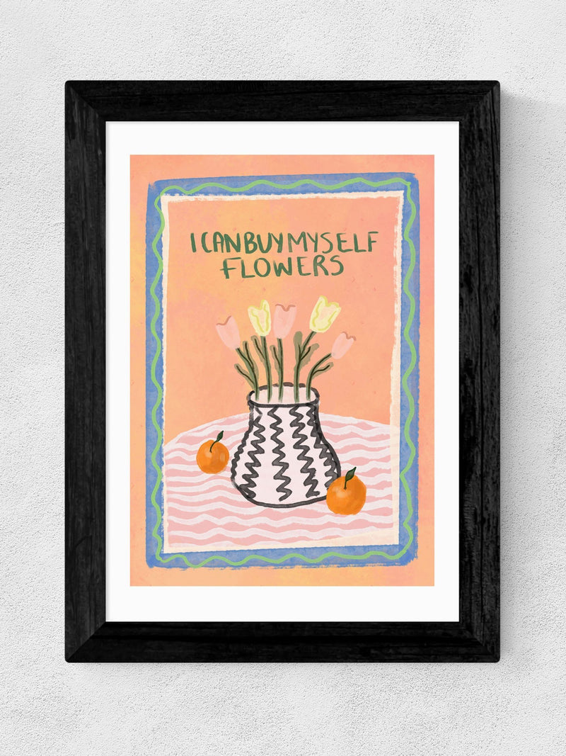 East End Prints framed art print Black I Can Buy Myself Flowers - British product
