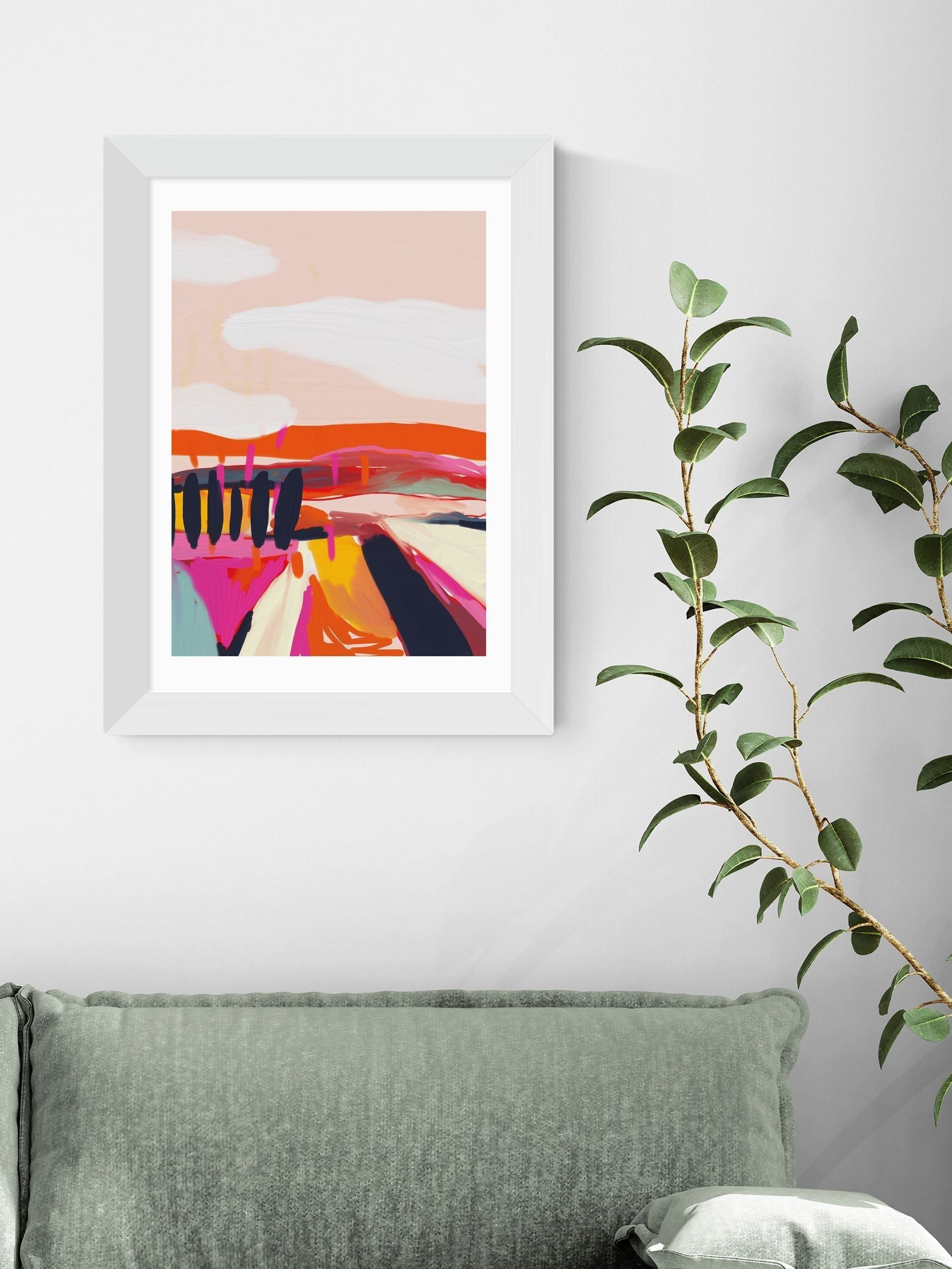 East End Prints White Landscape Framed Art Print