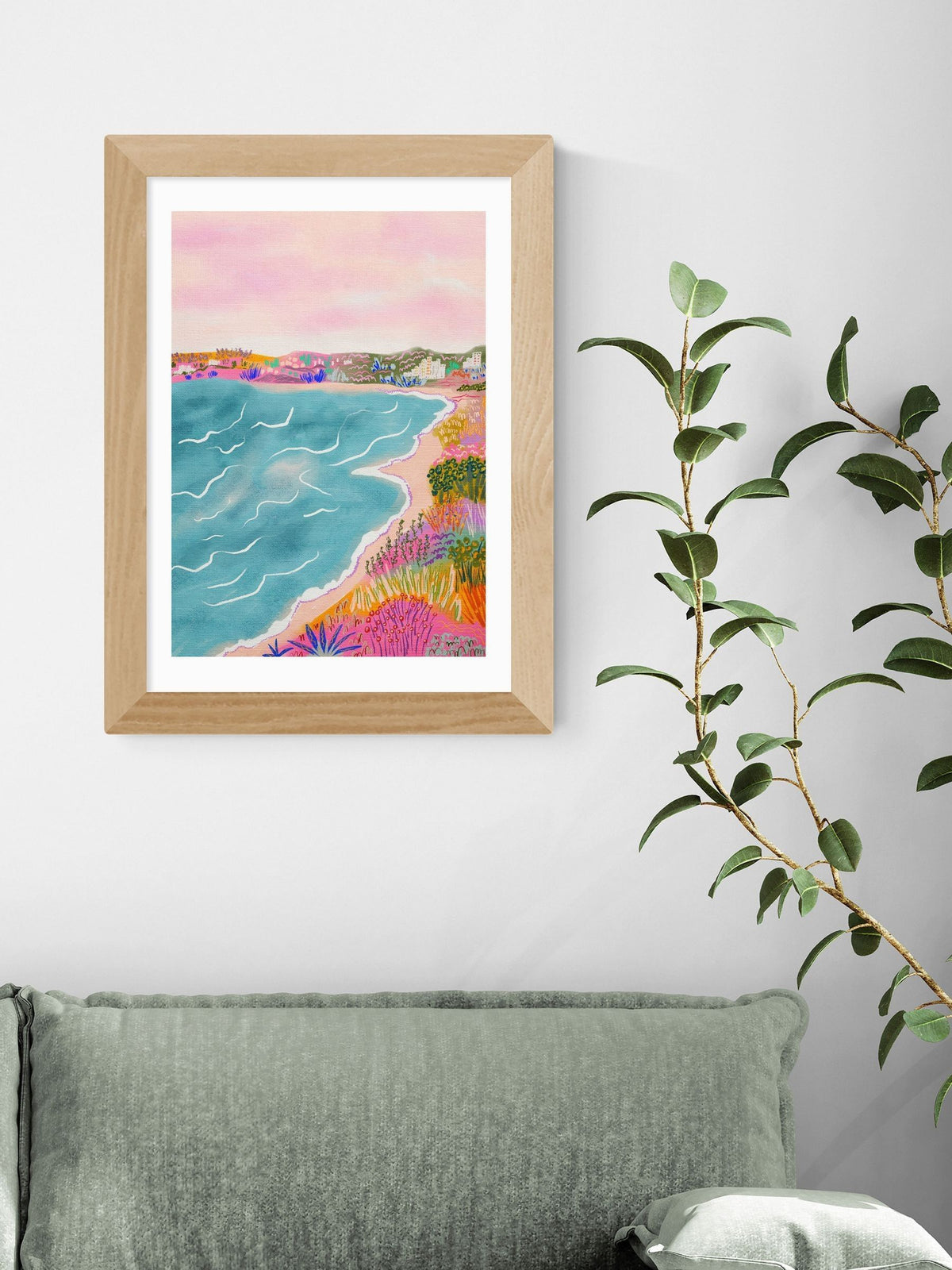 East End Prints Oak Seascape Oak Framed Art Print
