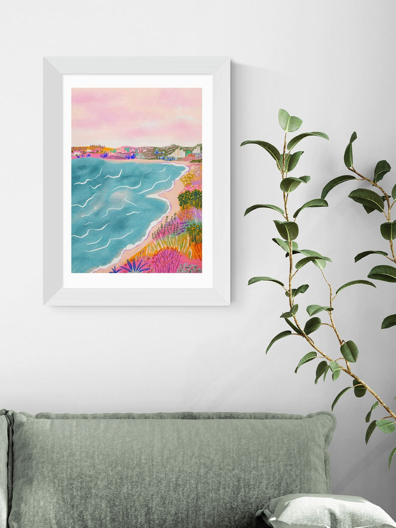 East End Prints White Seascape Framed Art Print