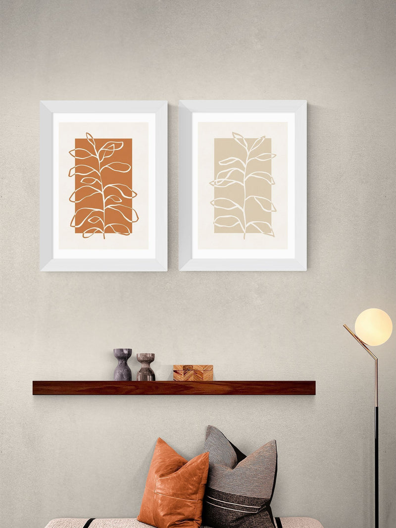 East End Prints Set of 2 White Framed Botany Oak Framed Art Print