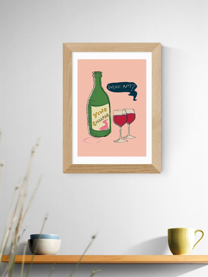 East End Prints oak wine framed art print - British product