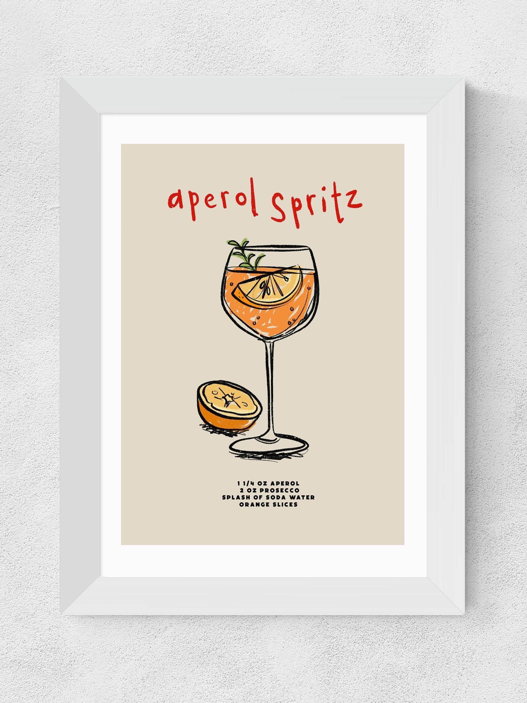 East End Prints White Aperol Spritz Ingredients framed art print - British product