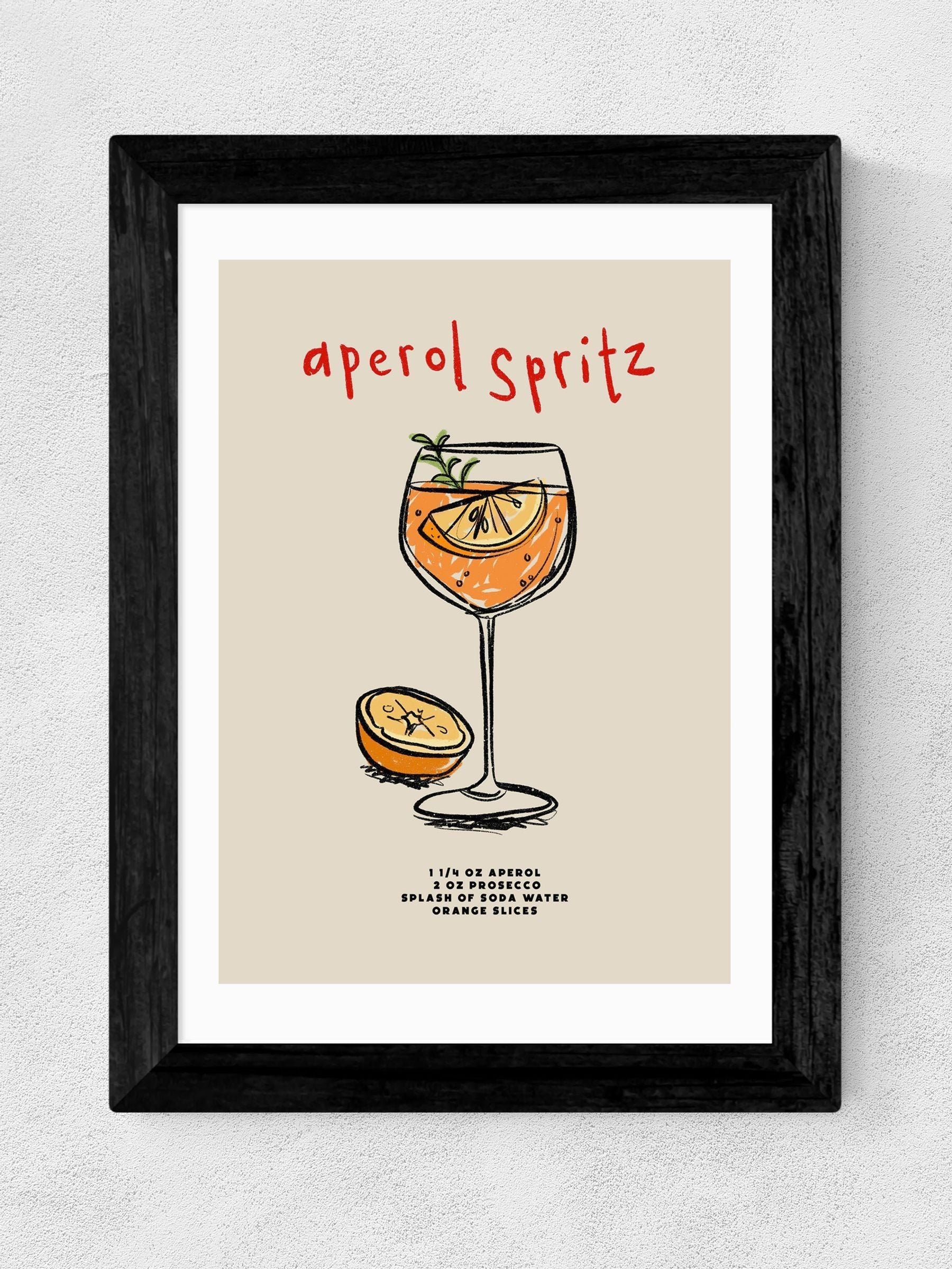 East End Prints Black Aperol Spritz Ingredients framed art print - British product