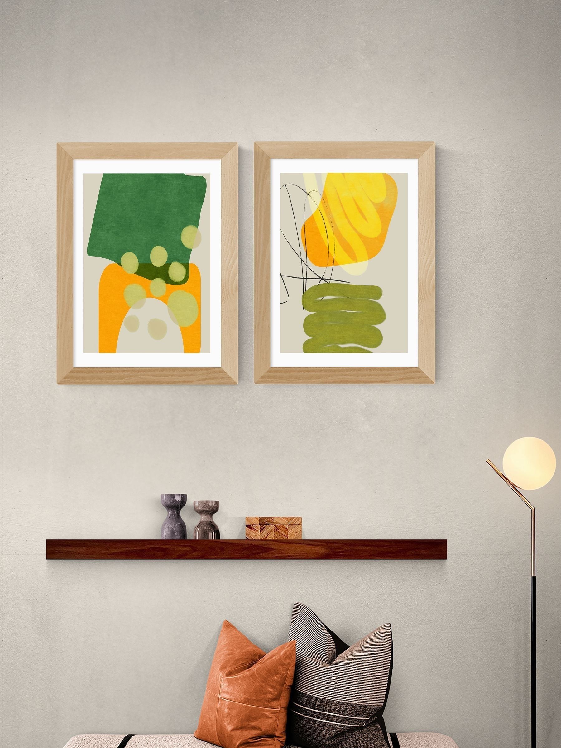 East End Prints Oak Painted Lines Green framed art print - British product
