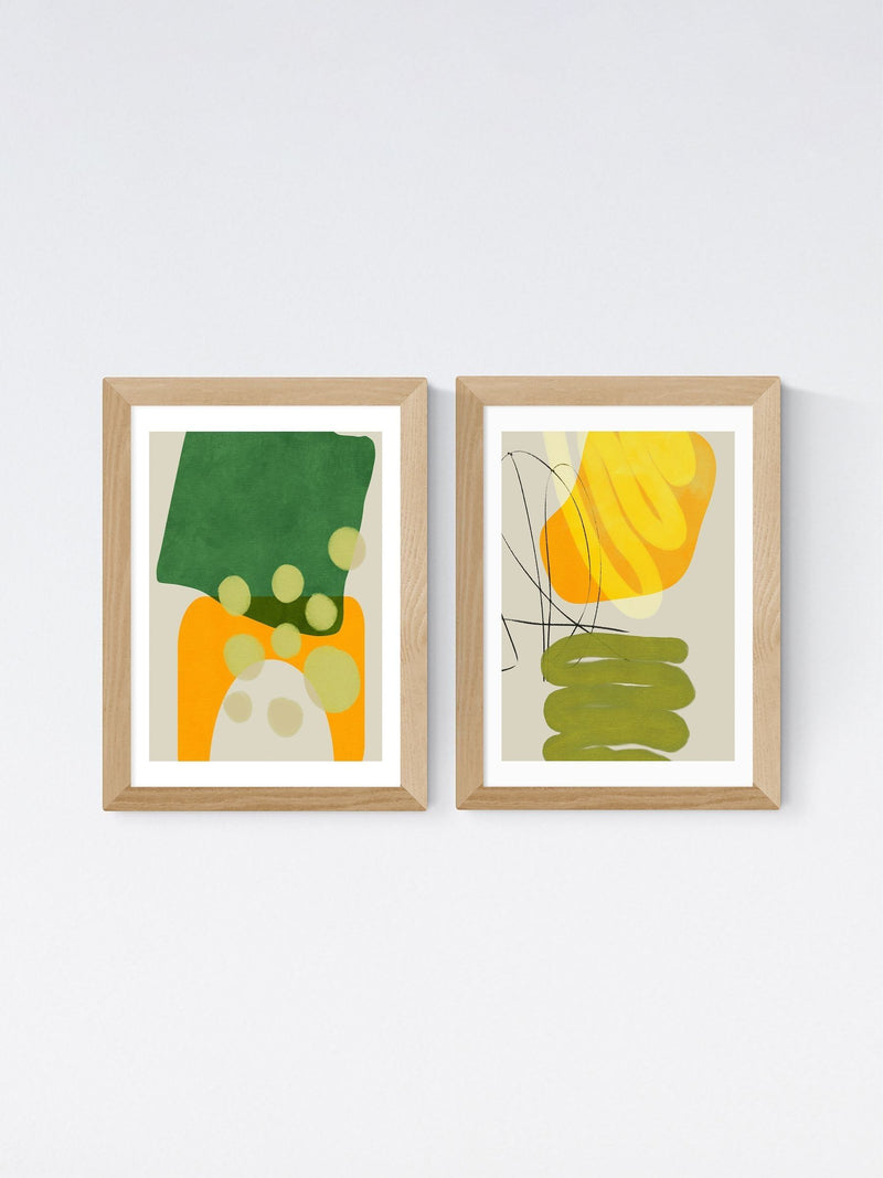 East End Prints Oak Painted Lines Green Framed Art Print