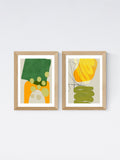 East End Prints Oak Painted Lines Green Framed Art Print