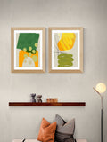 East End Prints Oak Painted Lines Green Framed Art Print