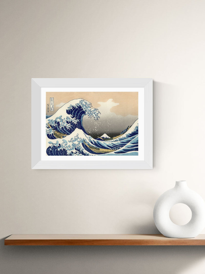 East End Prints white framed Great Wave art print, UK version