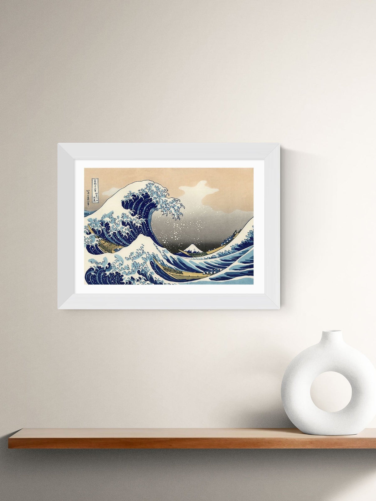 East End Prints white framed Great Wave art print, UK version
