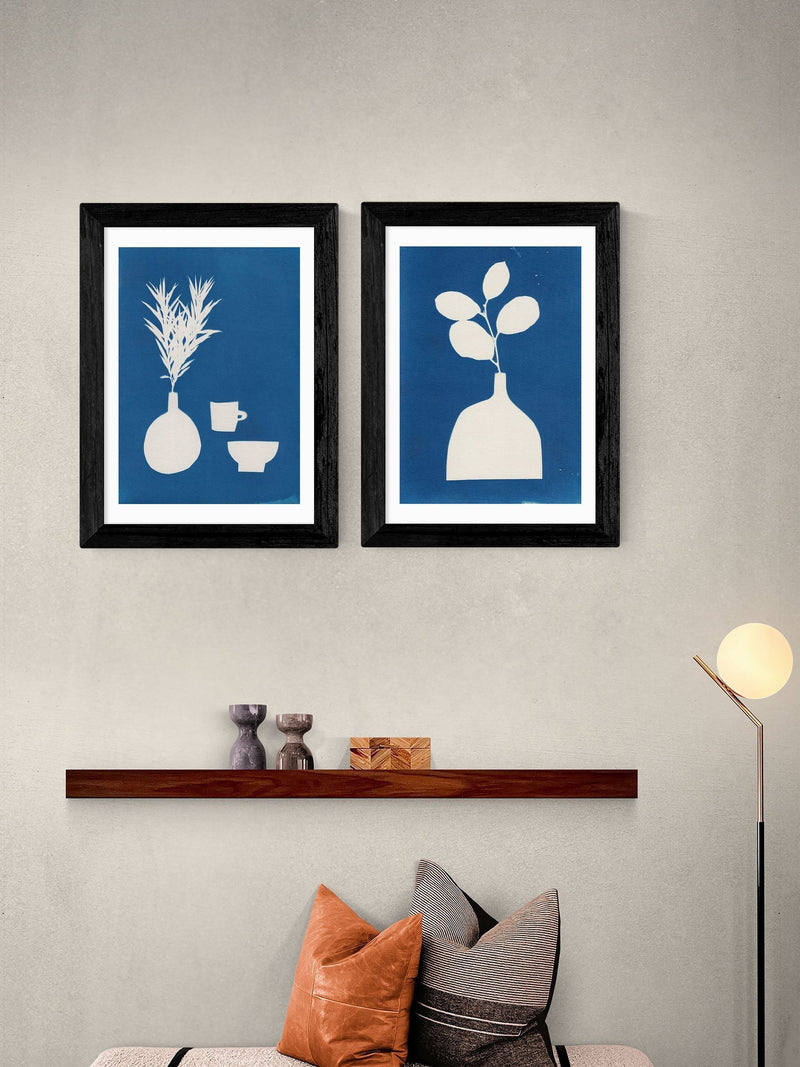 East End Prints black cyanotype still life framed art print - British product