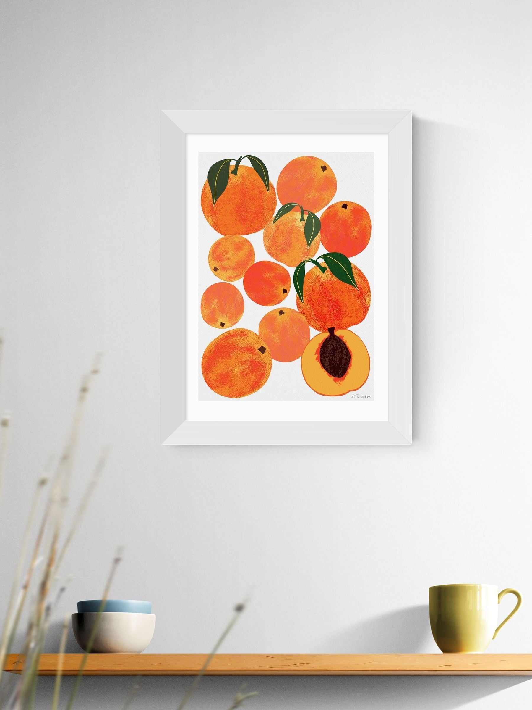 East End Prints white peaches framed art print - British product