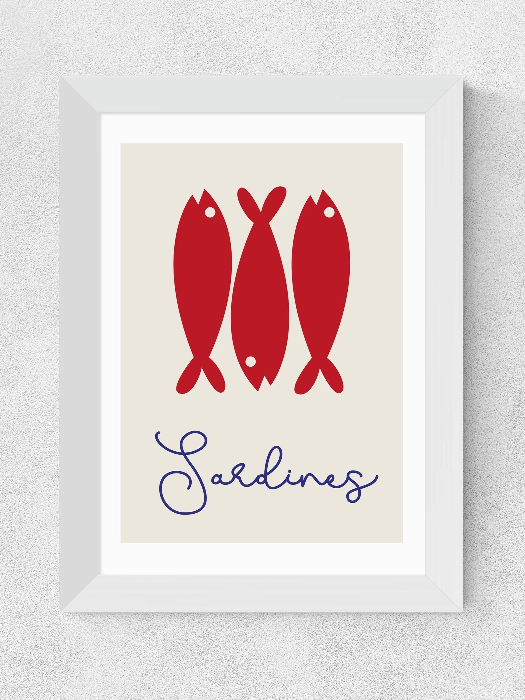 East End Prints White Sardines framed art print - British product