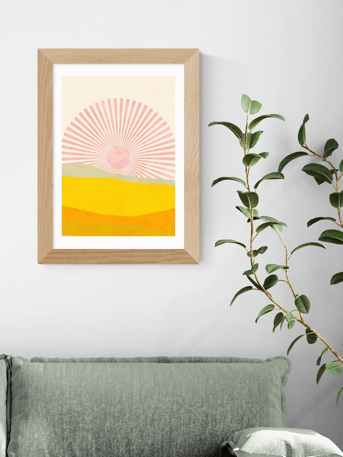 East End Prints oak rising sun framed art print - British product