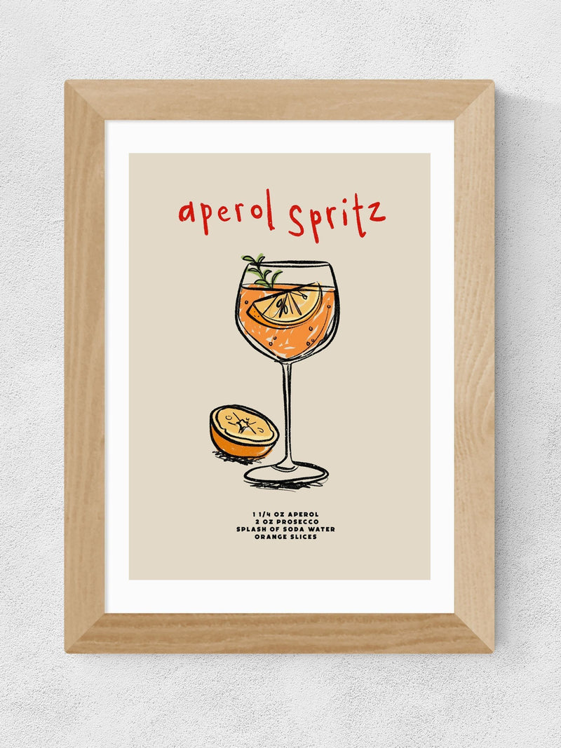 East End Prints Aperol Spritz ingredients print, imported from the UK