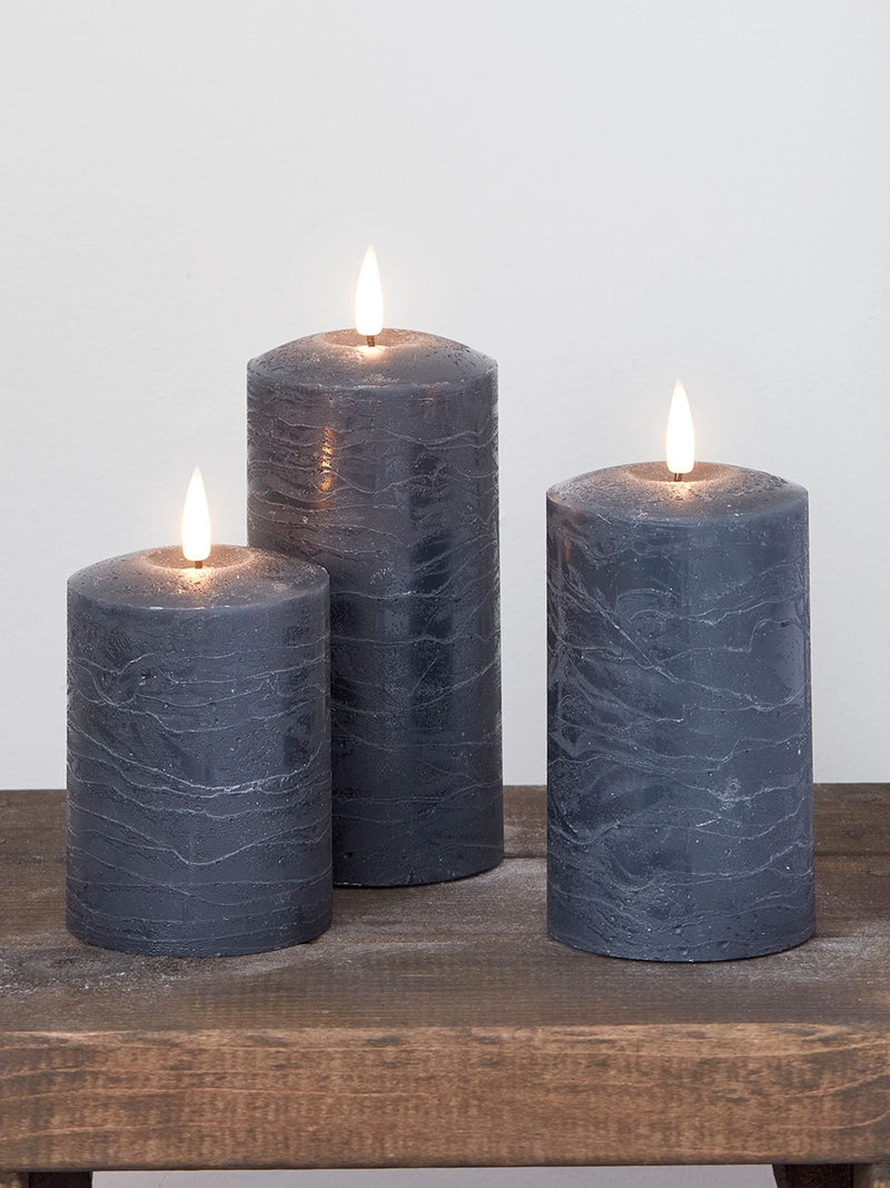 Lights4fun Grey TruGlow LED Pillar Candle Trio UK version