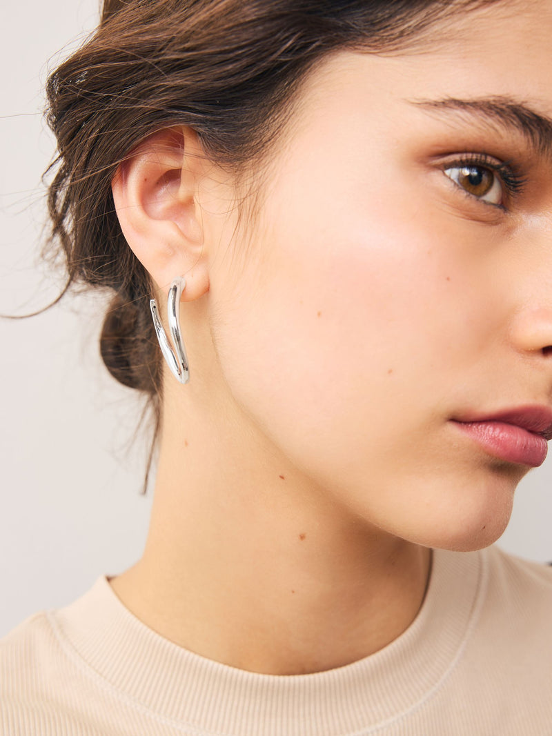 Silver tone hoop earrings recycled zinc brass titanium - British product