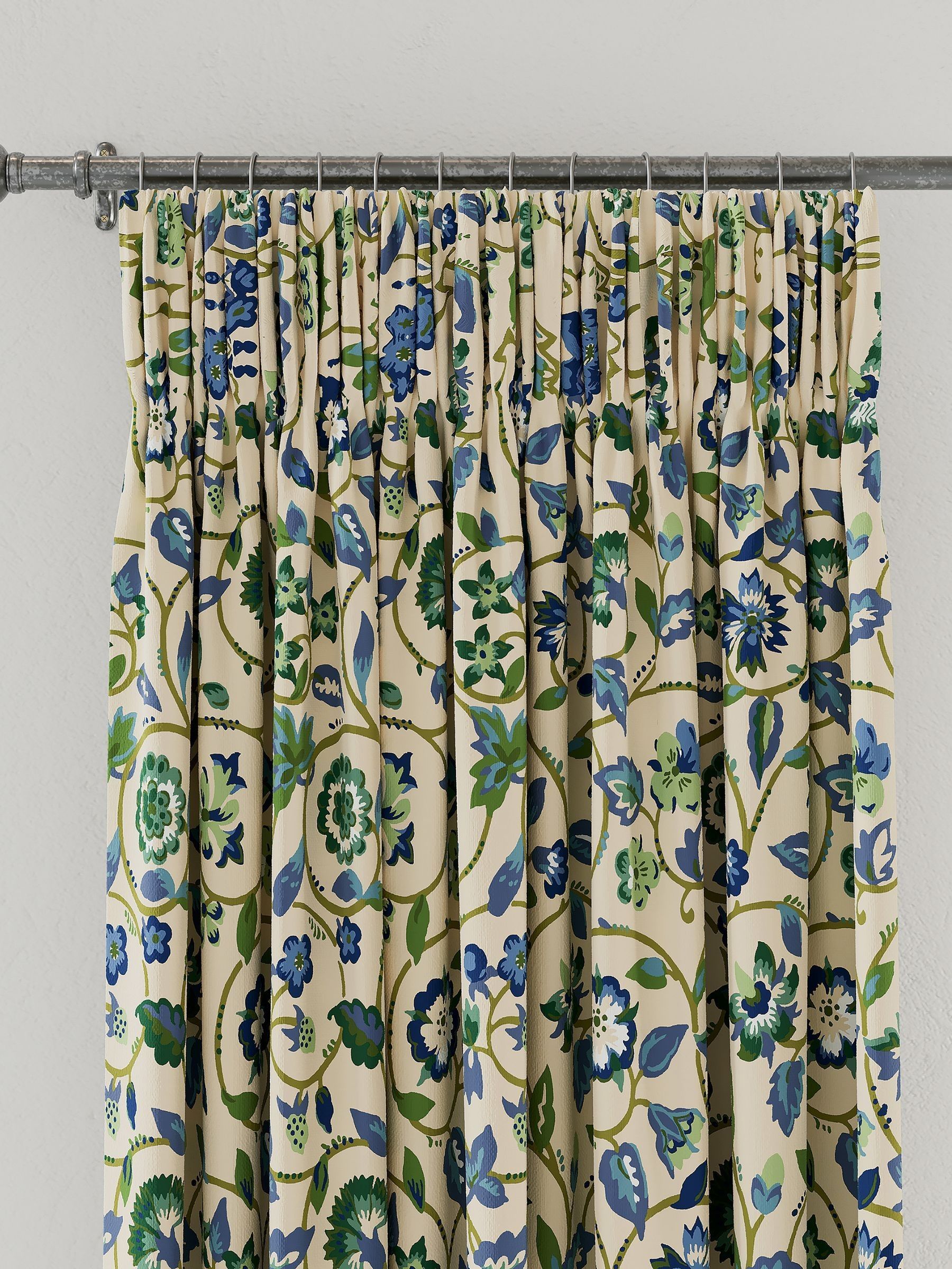 Land & Shore Esther pencil pleat curtains green blue 229x183cm (British brand)