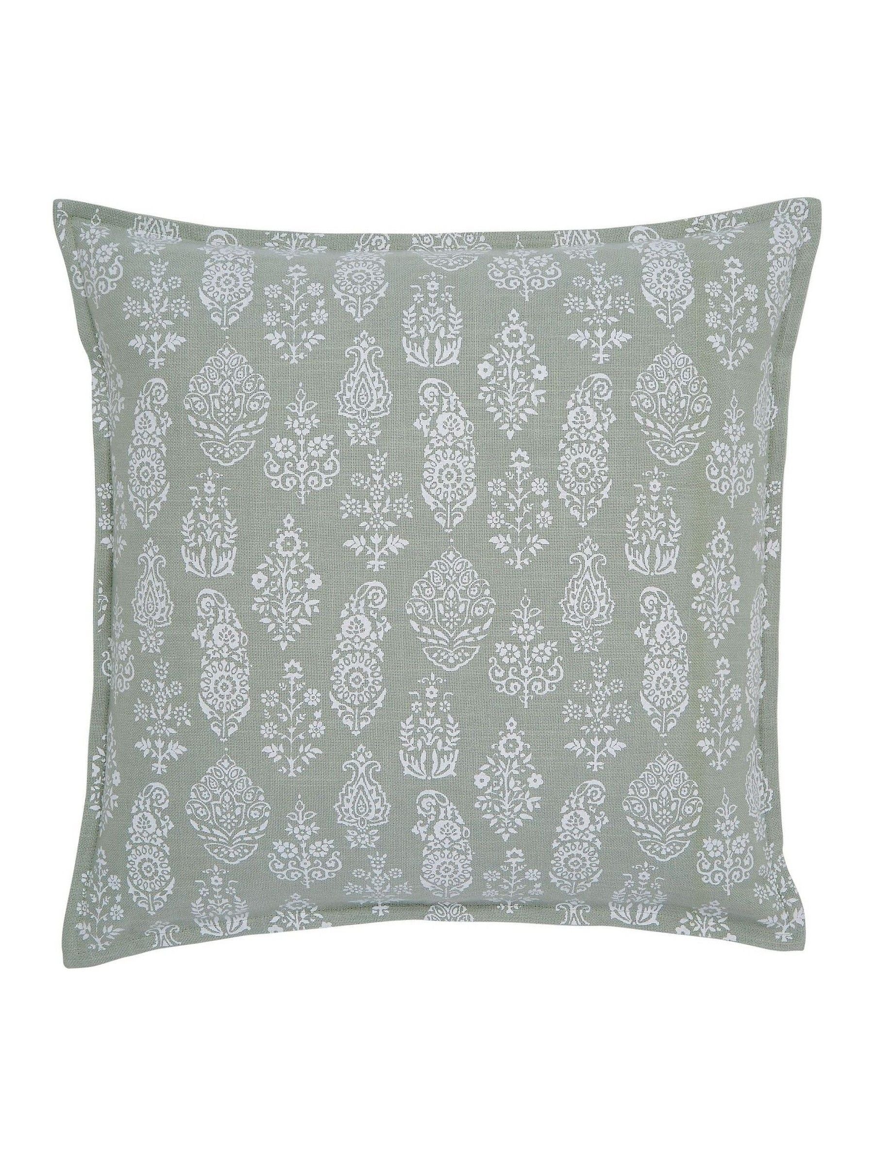 Murmur Mourne green paisley cushion 50cm, imported from the UK