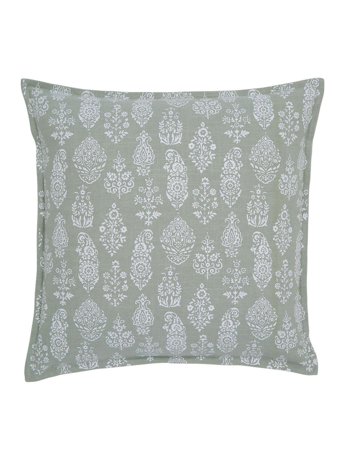 Murmur Mourne green paisley cushion 50cm, imported from the UK