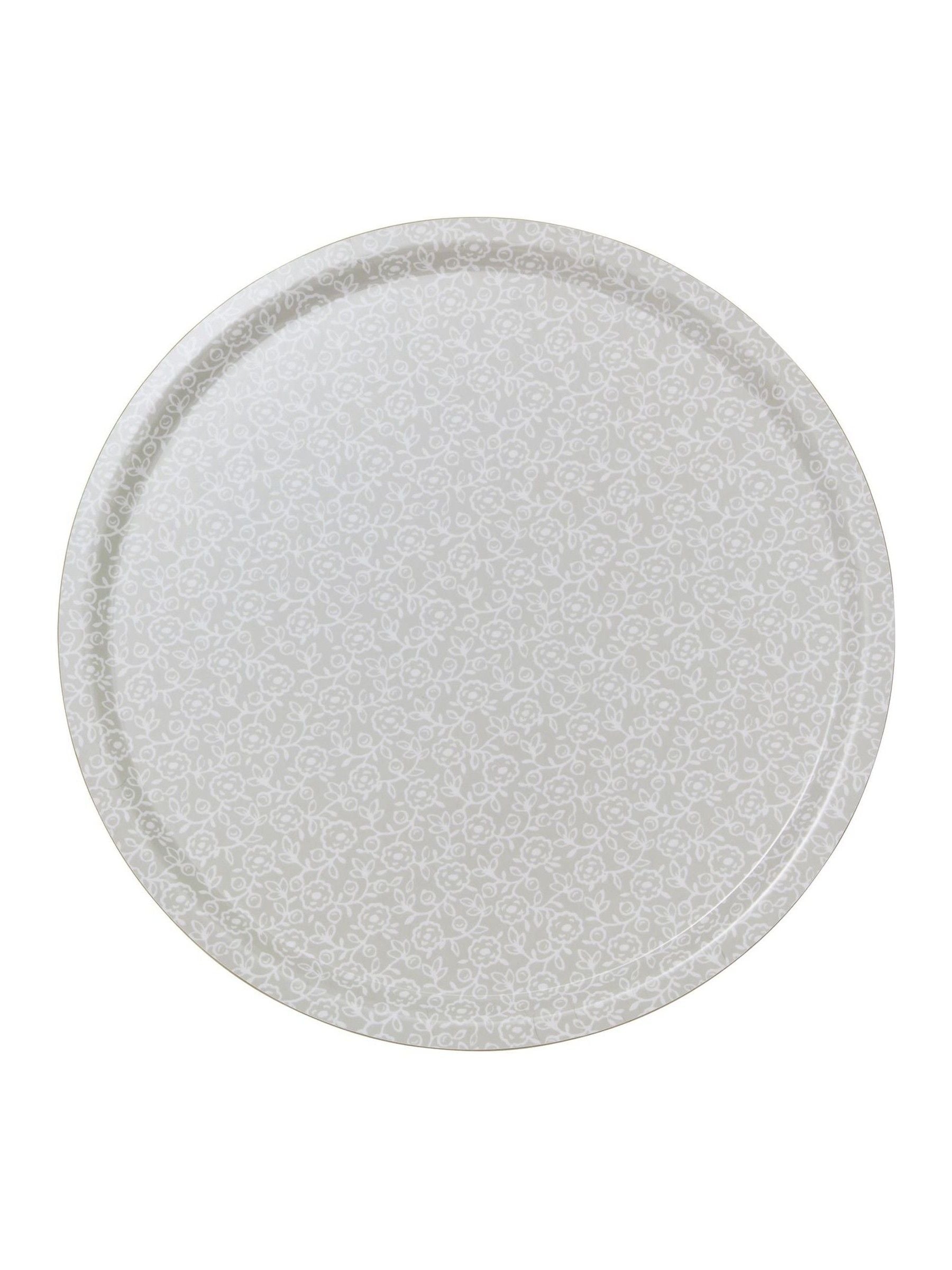Melamine tray with floral pattern in linen colourway, 46cm diameter, imported from the UK