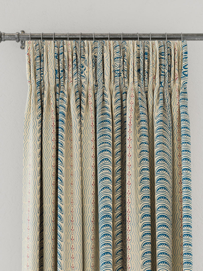Land & Shore blue red stripe curtains 229x183cm, imported from the UK