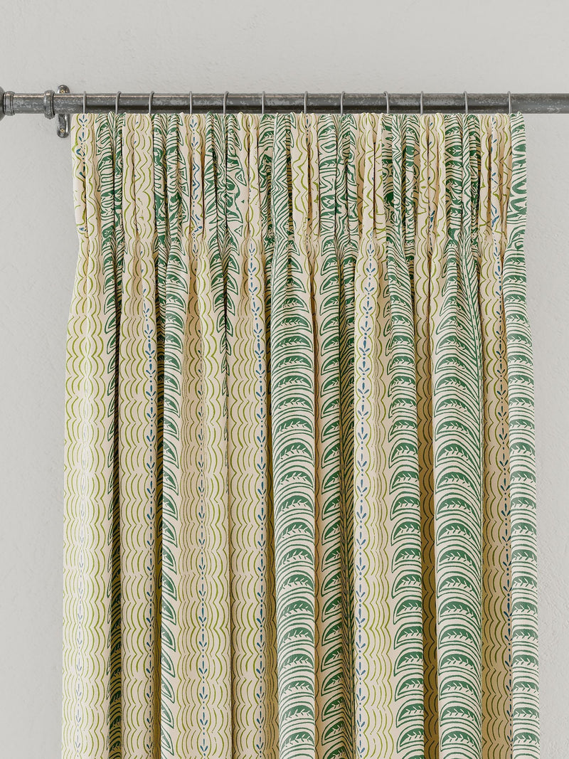 Land & Shore green striped curtains 229x183cm imported from the UK
