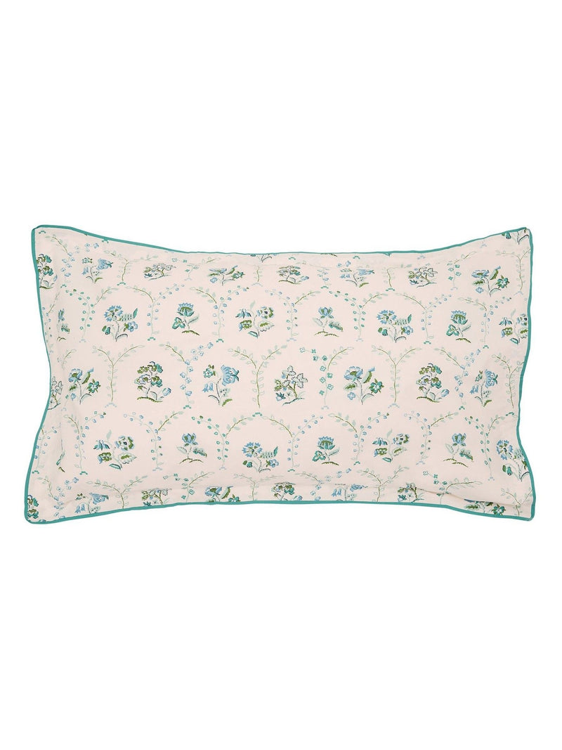 Land & Shore Green Ella's Cross-Stitch duvet cover and pillowcase set, UK version
