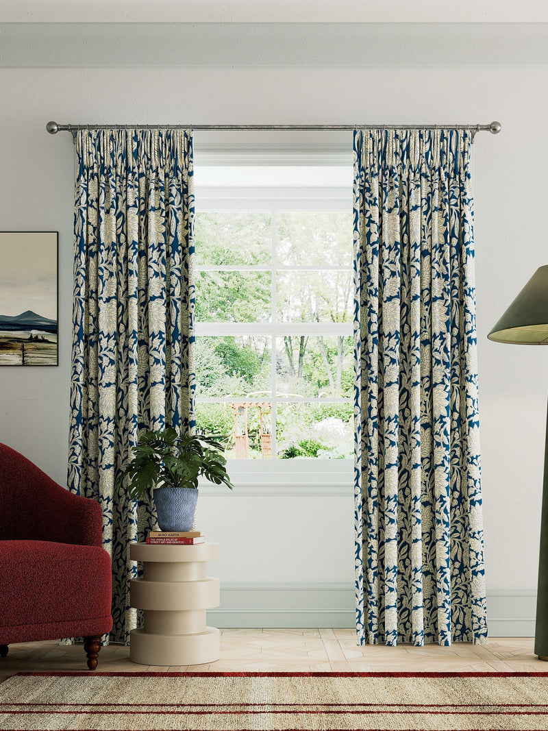 Land & Shore blue Rowallane lined curtains 229x183cm - British product
