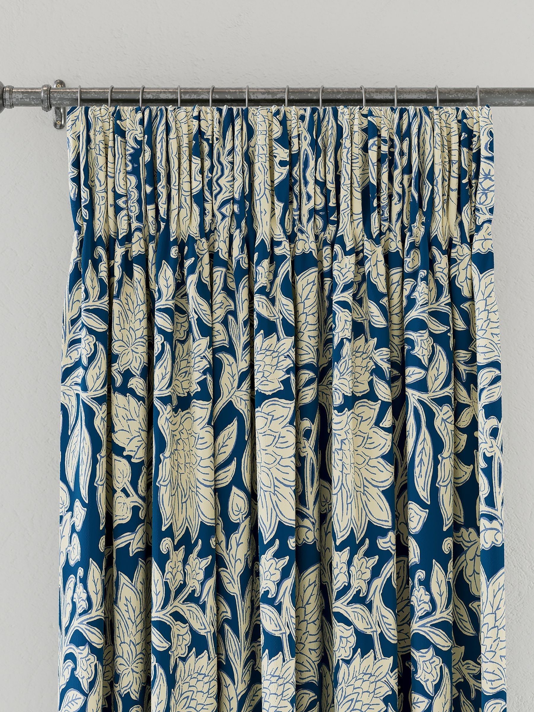 Land & Shore blue Rowallane lined curtains 229x183cm - British product