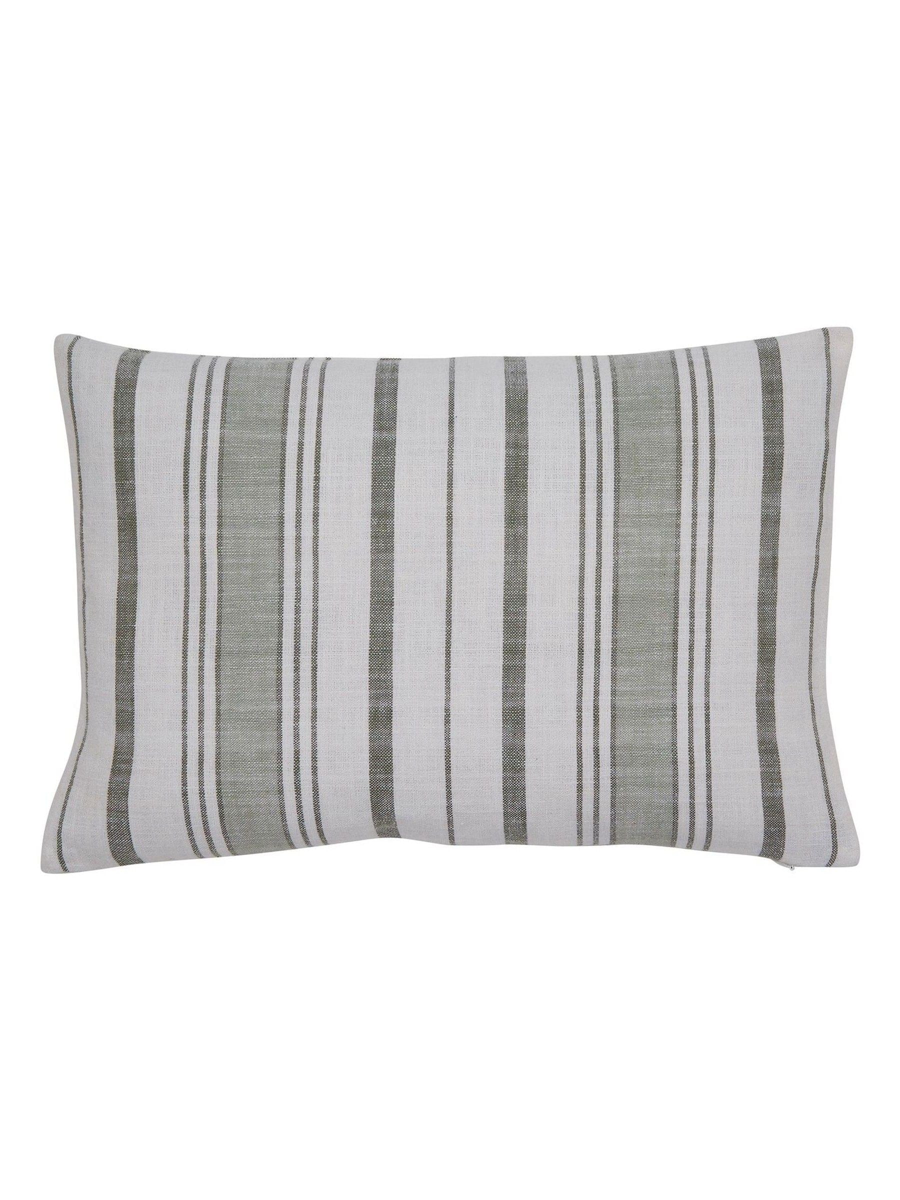Murmur cushion sage green woven stripe design, imported from the UK