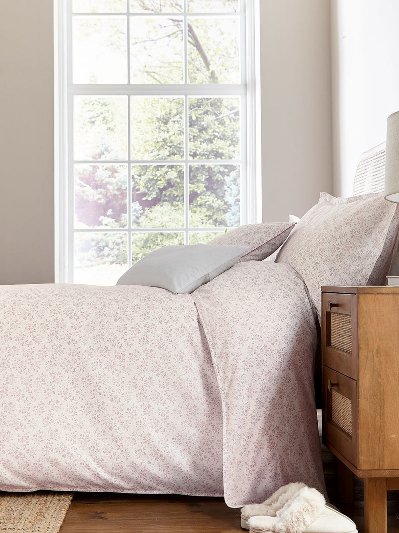Murmur shell pink mae duvet cover and pillowcase set, imported from the UK