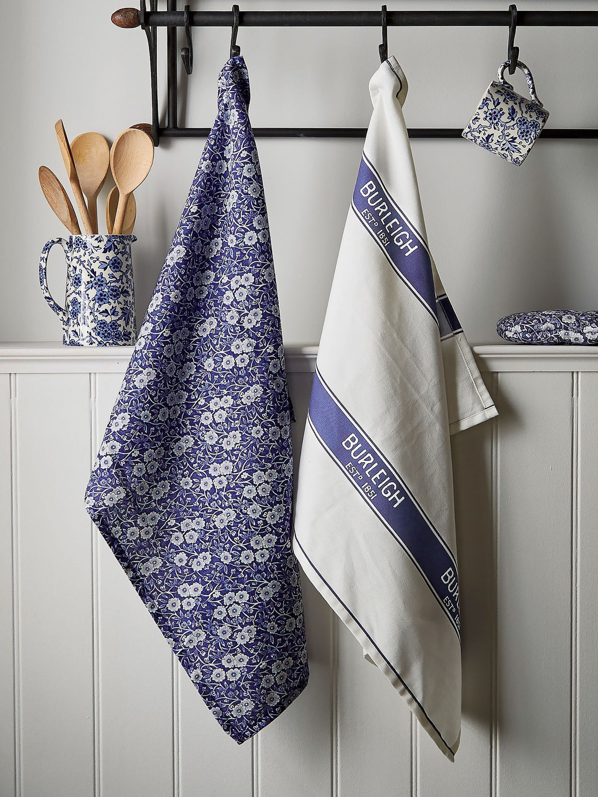Burleigh blue calico tea towels 2 pack - British product