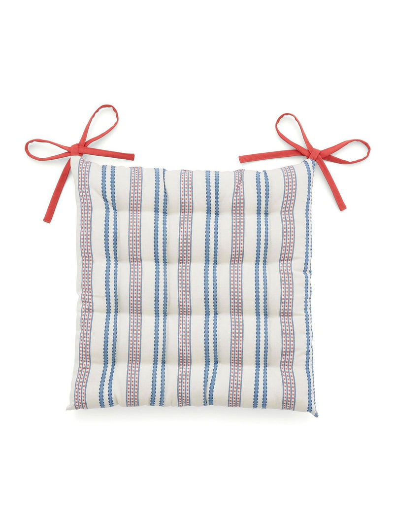 Land & Shore blue red ticking stripe seat pad 40x40cm, imported from the UK