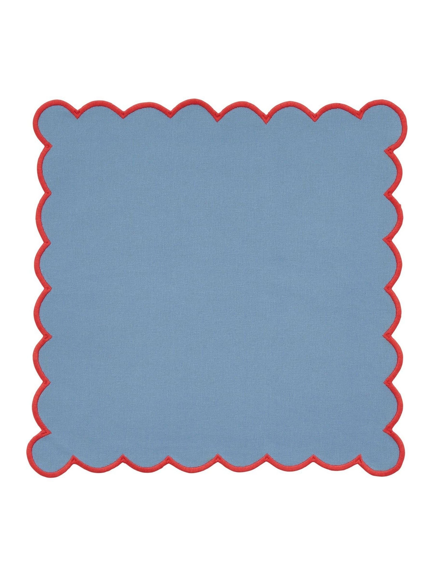 Land & Shore blue red scallop napkin 4 pack, UK version