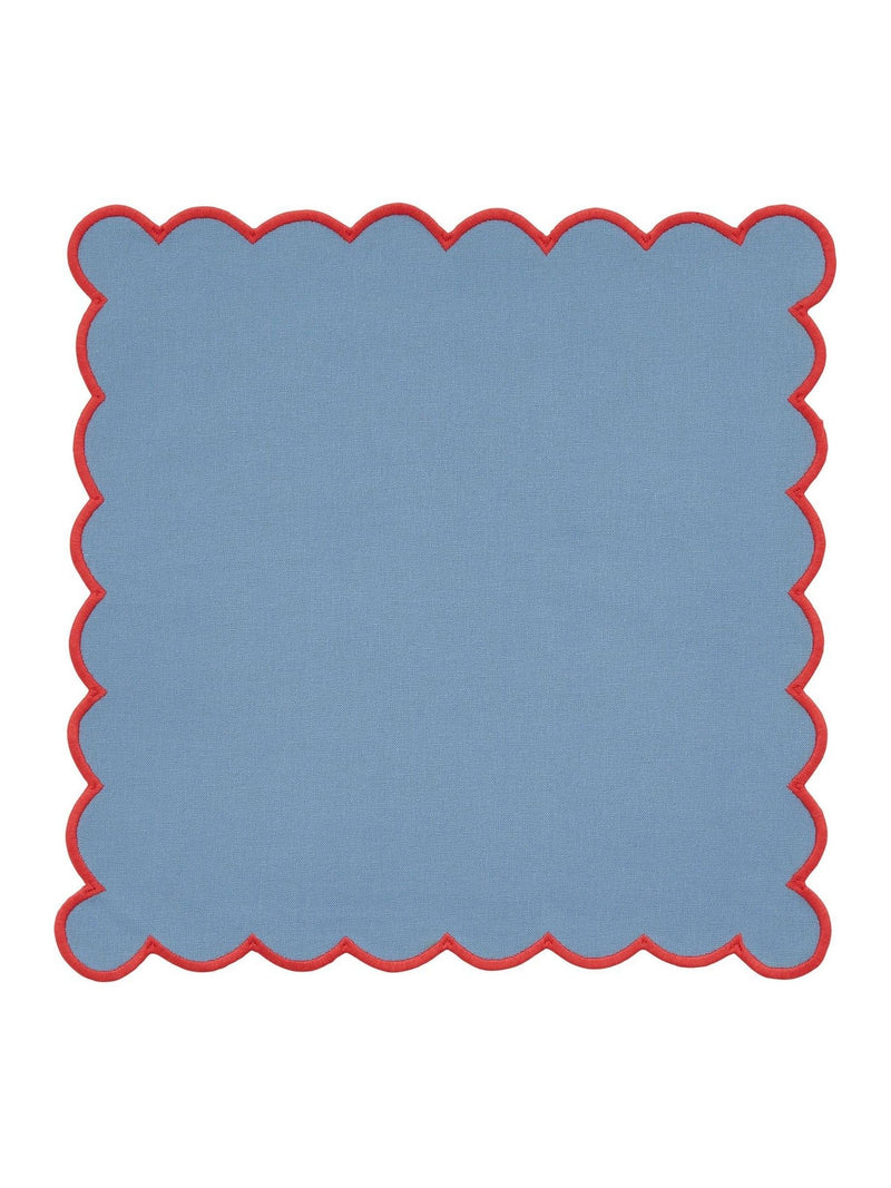Land & Shore blue red scallop napkin 4 pack, UK version