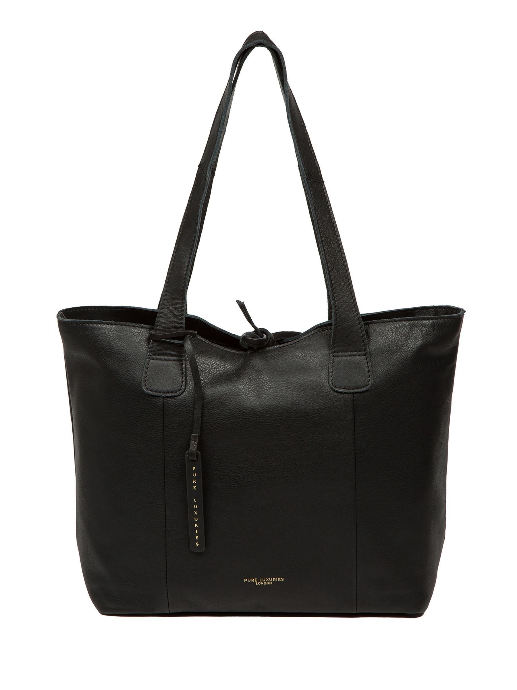 Pure Luxuries London black leather Windsor tote bag (British brand)